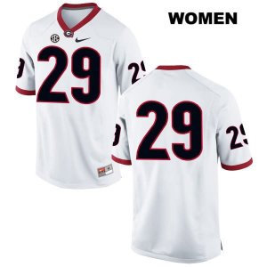 Women's Georgia Bulldogs NCAA #29 Darius Jackson Nike Stitched White Authentic No Name College Football Jersey HGI4054TS